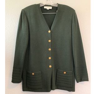 St John collection dark green knit coat
